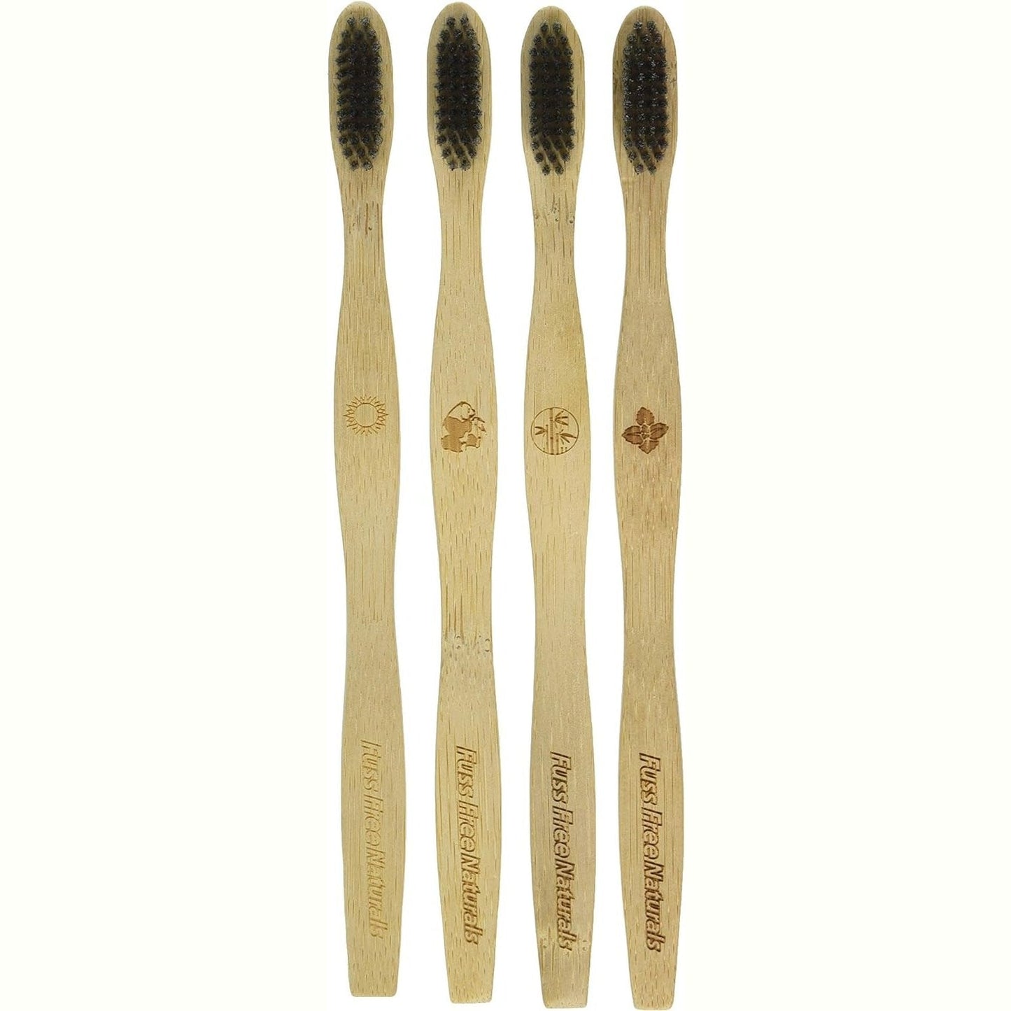 Essenzza Fuss Free Naturals Bamboo Toothbrush with Activated Charcoal Bristles Soft x 4 Pack - Cutprice Online