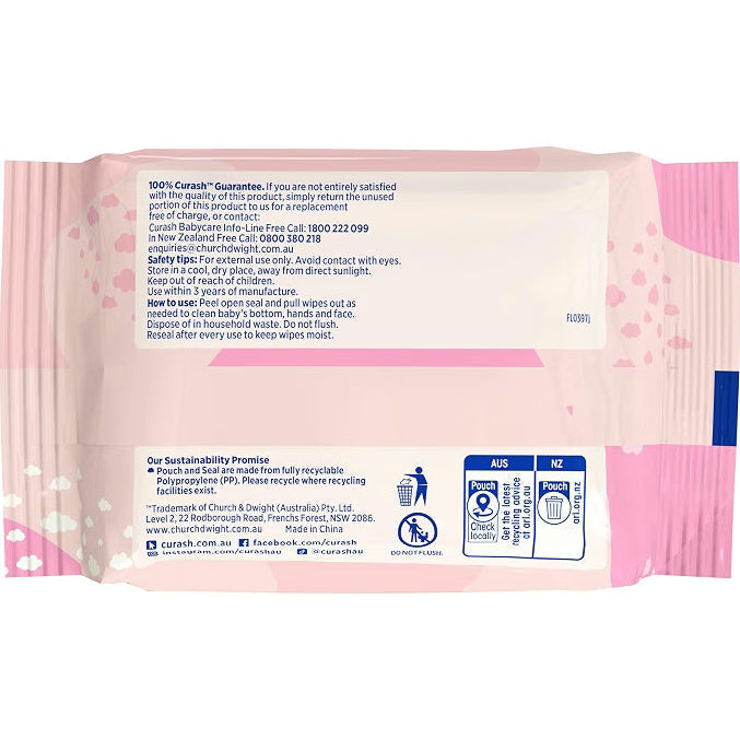 Curash Baby Sensitive Fragrance Free Travel Wipes 20 Pack x 5 Pack