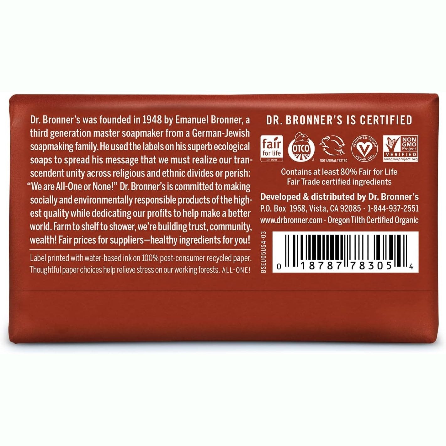 Dr. Bronner's Pure-Castile Bar Soap (Hemp All-One) Eucalyptus 140g - Cutprice Online