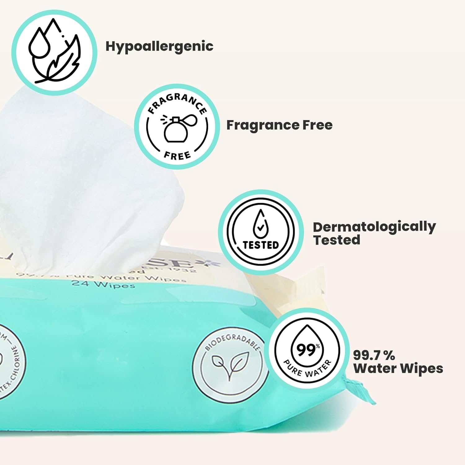 Marquise Plant Based 99.7% Pure Water Wipes Travel x 24 Pack - Cutprice Online