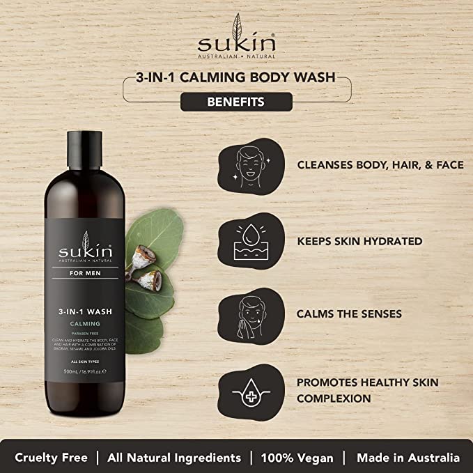 Sukin For Men 3in1 Wash Calming 500ml - Cutprice Online