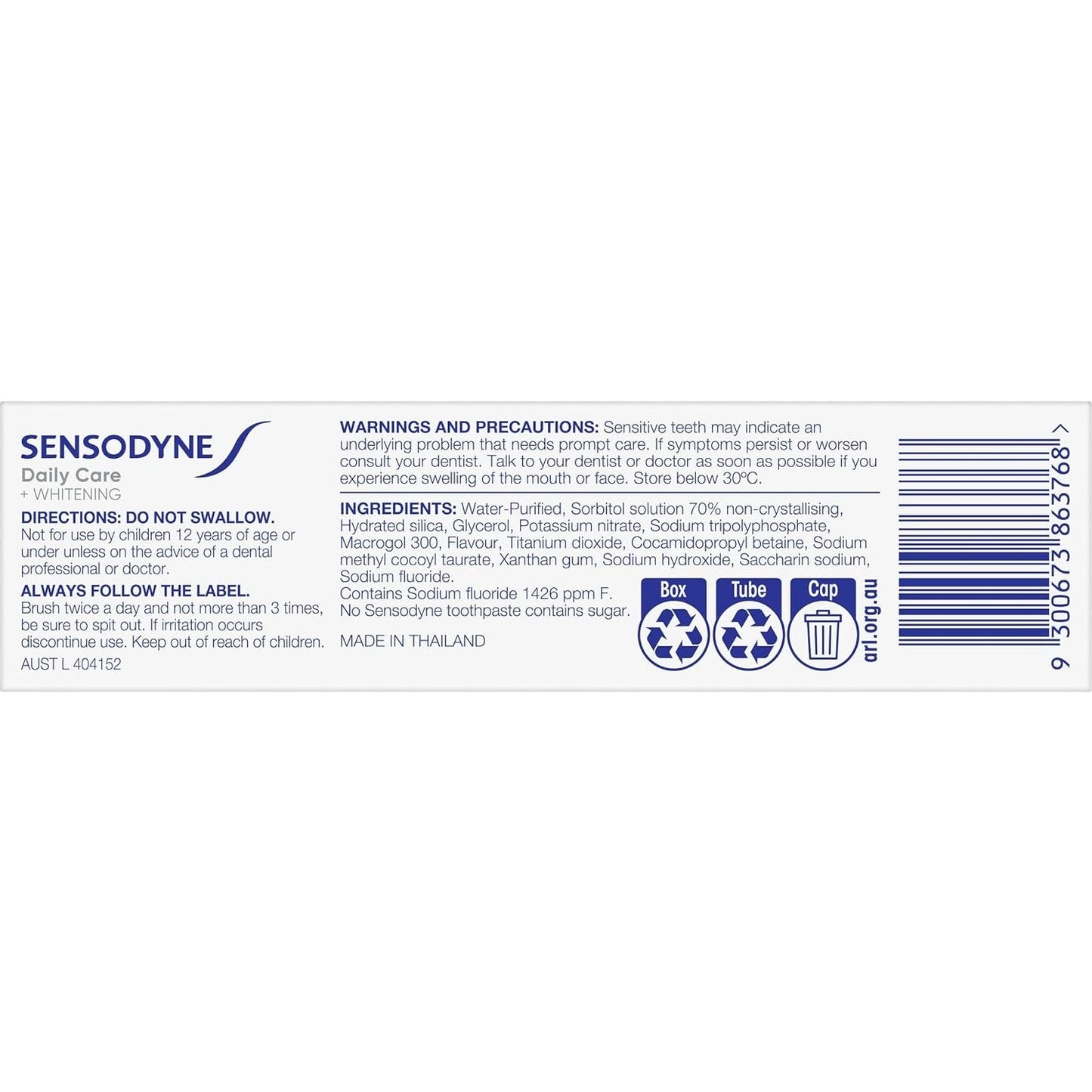 Sensodyne Toothpaste Daily Care + Whitening 50g - Cutprice Online