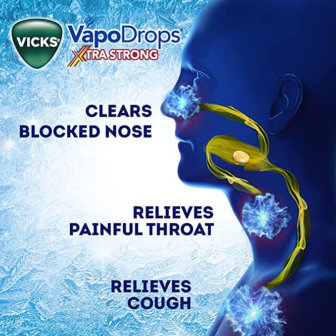 Vicks Vapodrops Xtra Strong Lemon Menthol Blast 16PK - Cutprice Online