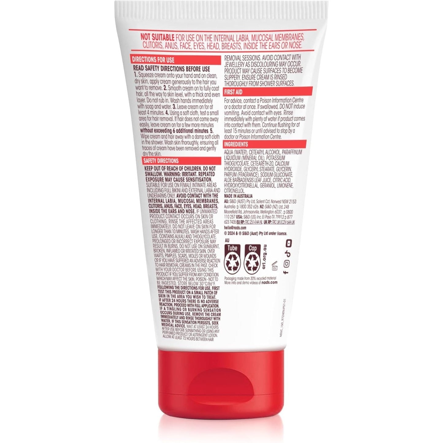 Nads Down Under Hair Removal Cream 150ml