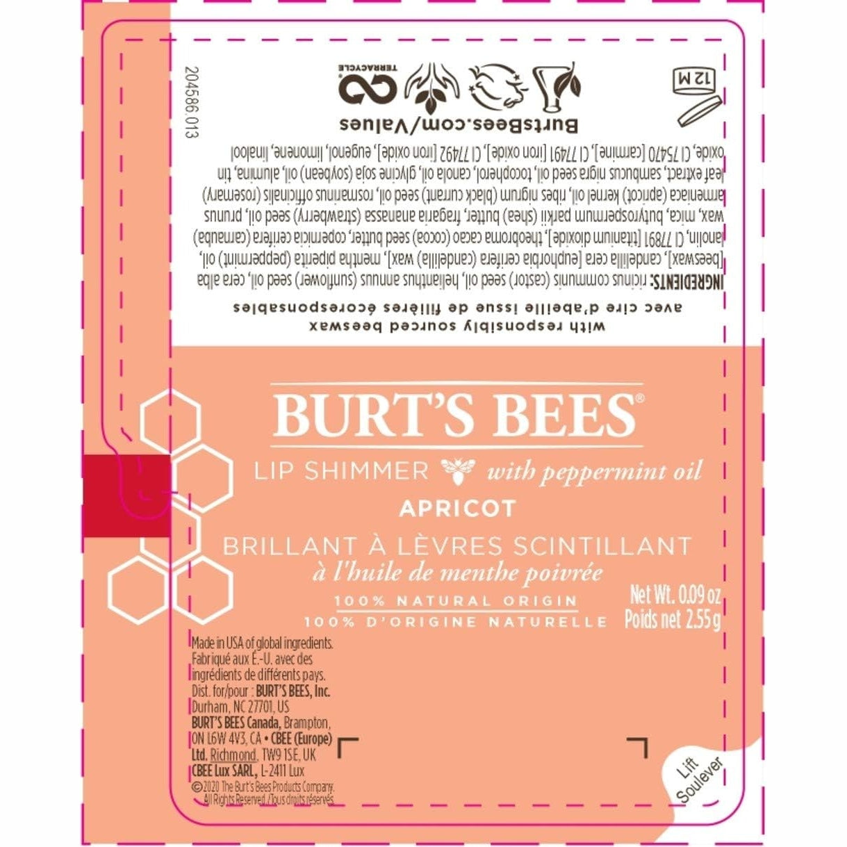 Burt's Bees Lip Shimmer Apricot 2.6g - Cutprice Online