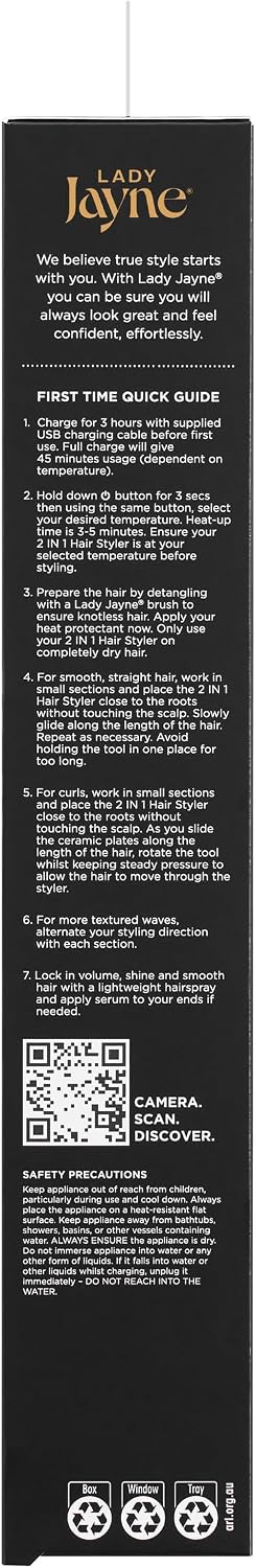 Lady Jayne Salon Pro Rechargeable 2 in 1 Hair Styler