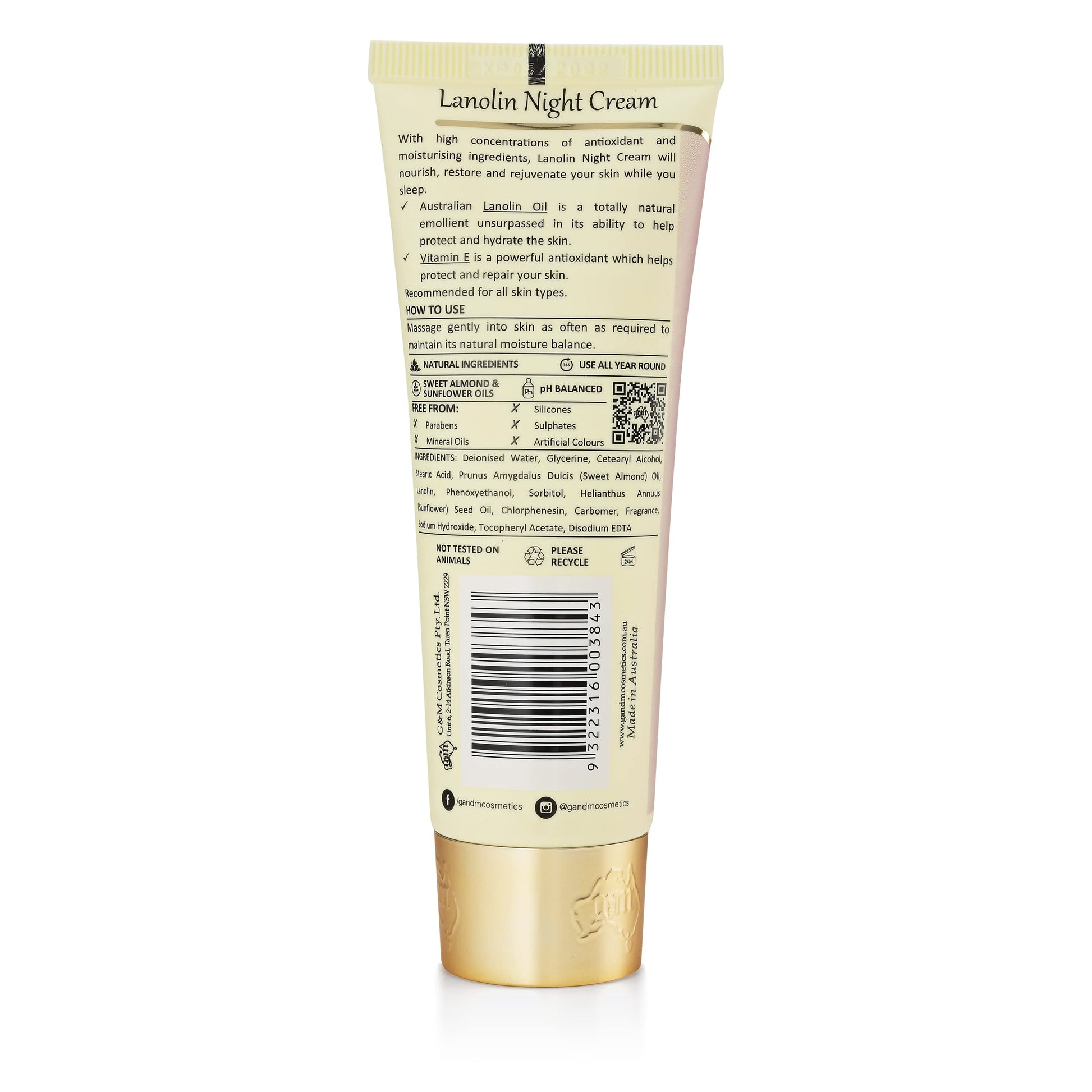 Australian Creams MkII Lanolin Oil Night Nourishing Cream With Vitamin E 100g Australian Creams MkII