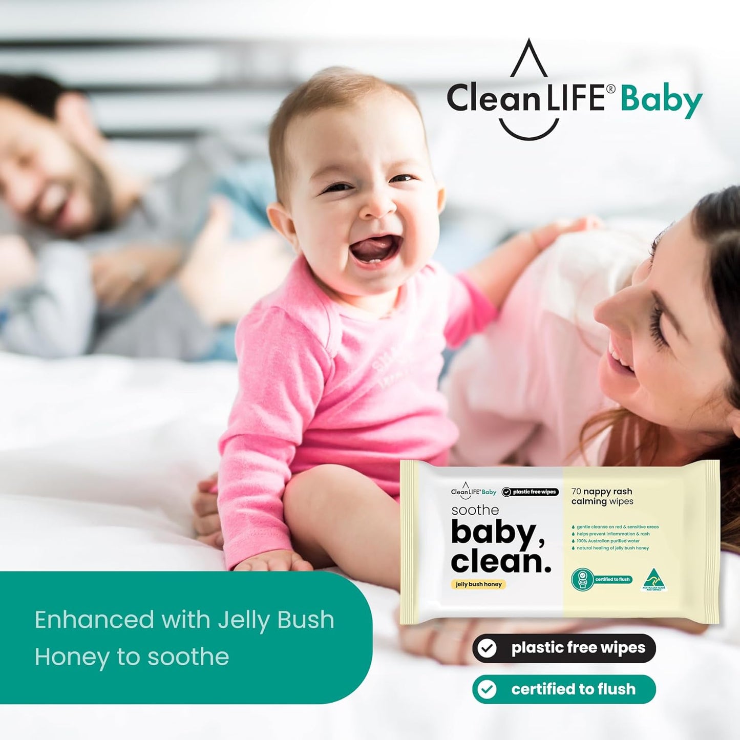 CleanLIFE Baby Clean Soothe Flushable Plastic Free Wipes 70pk - Cutprice Online