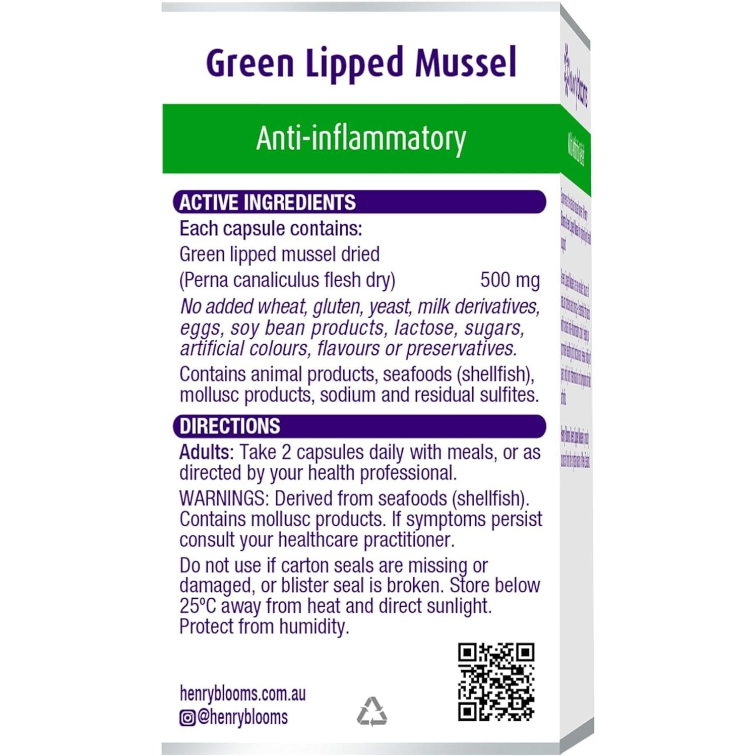 Henry Blooms Green Lipped Mussel 60c - Cutprice Online