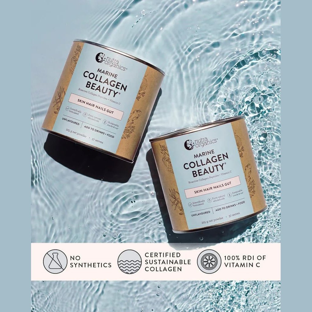 Nutra Organics Marine Collagen Beauty with Bioactive Collagen Peptides + Vitamin C Unflavoured 225g - Cutprice Online