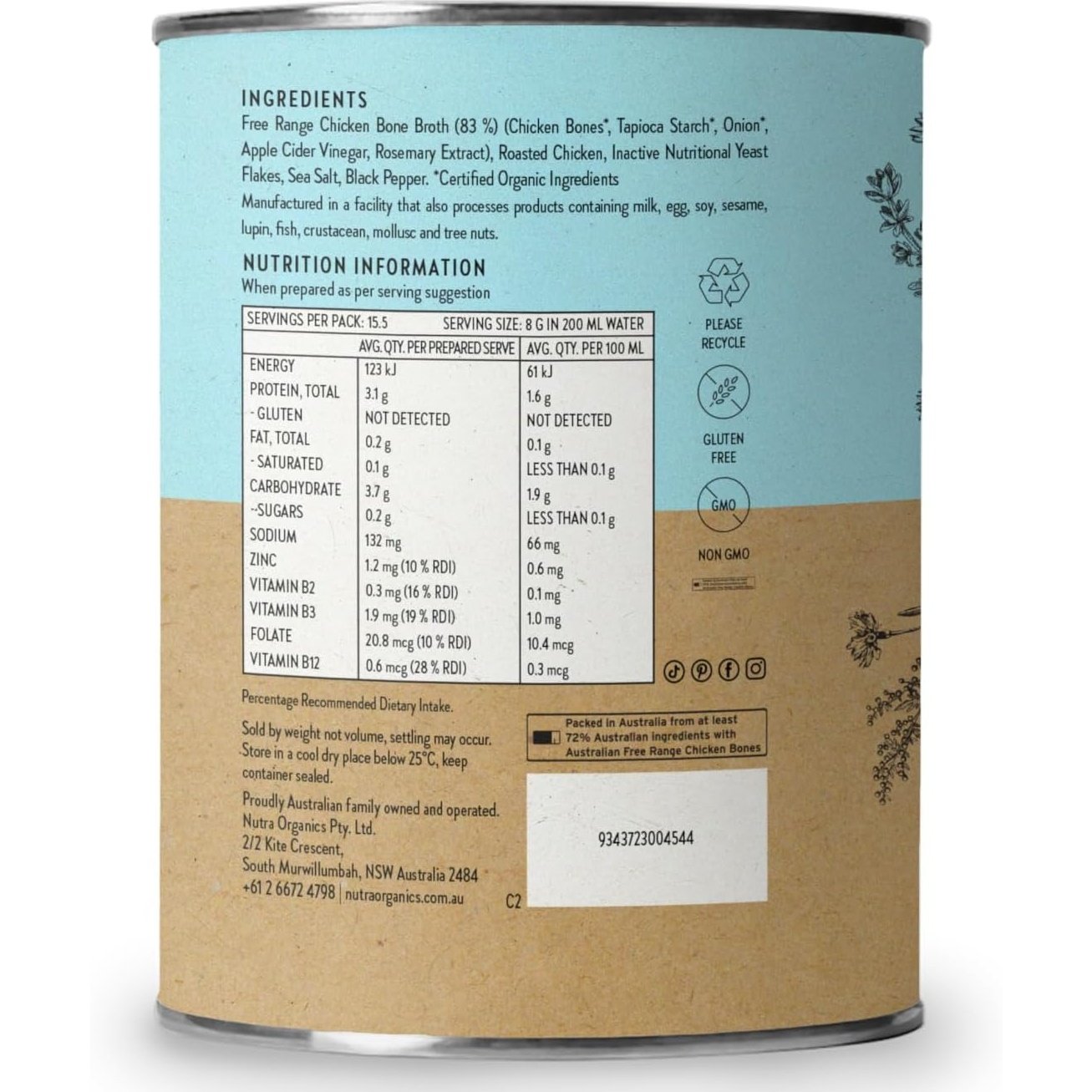 Nutra Organics Organic Bone Broth Chicken Homestyle Original 125g - Cutprice Online