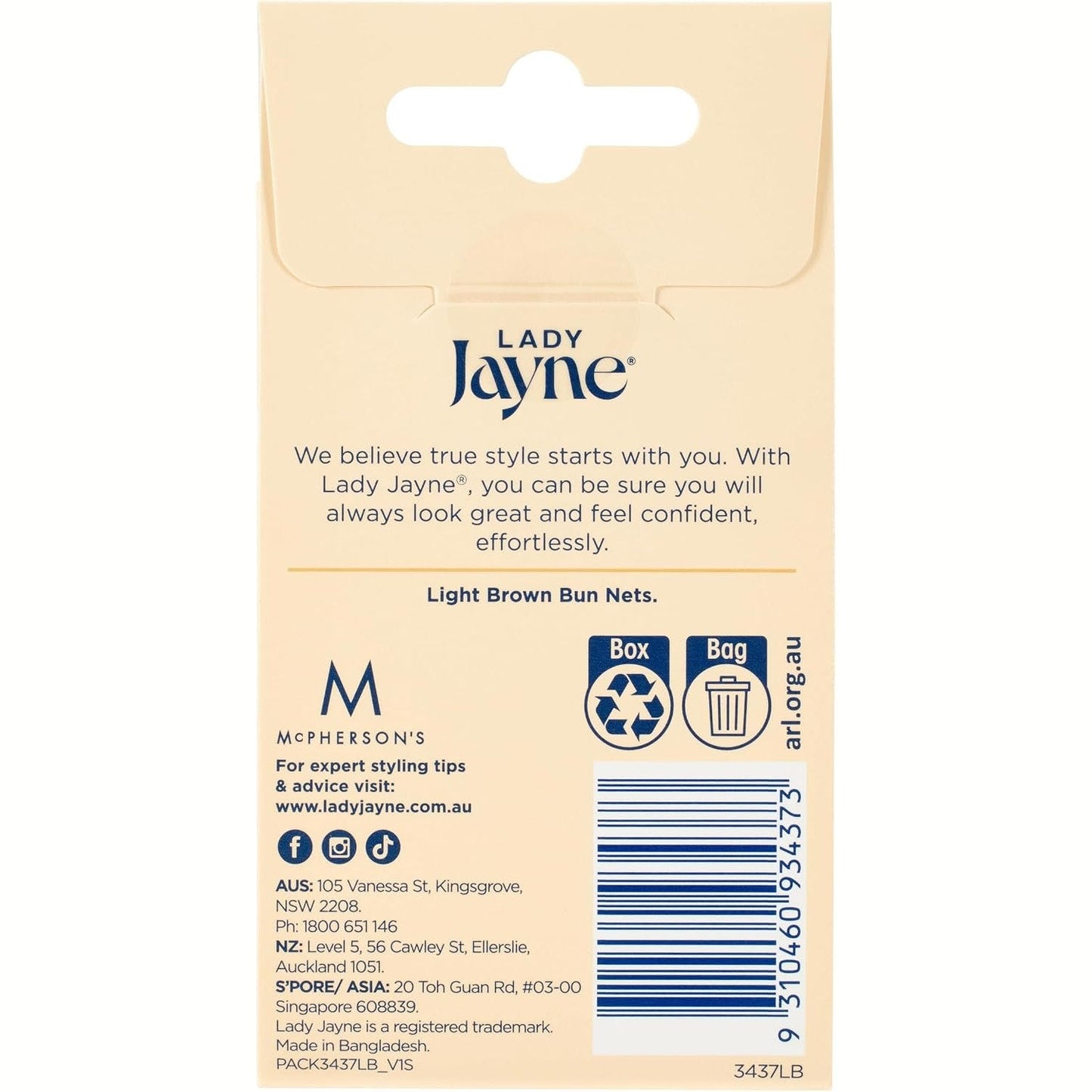 Lady Jayne Light Brown Bun Nets - 3 Pk