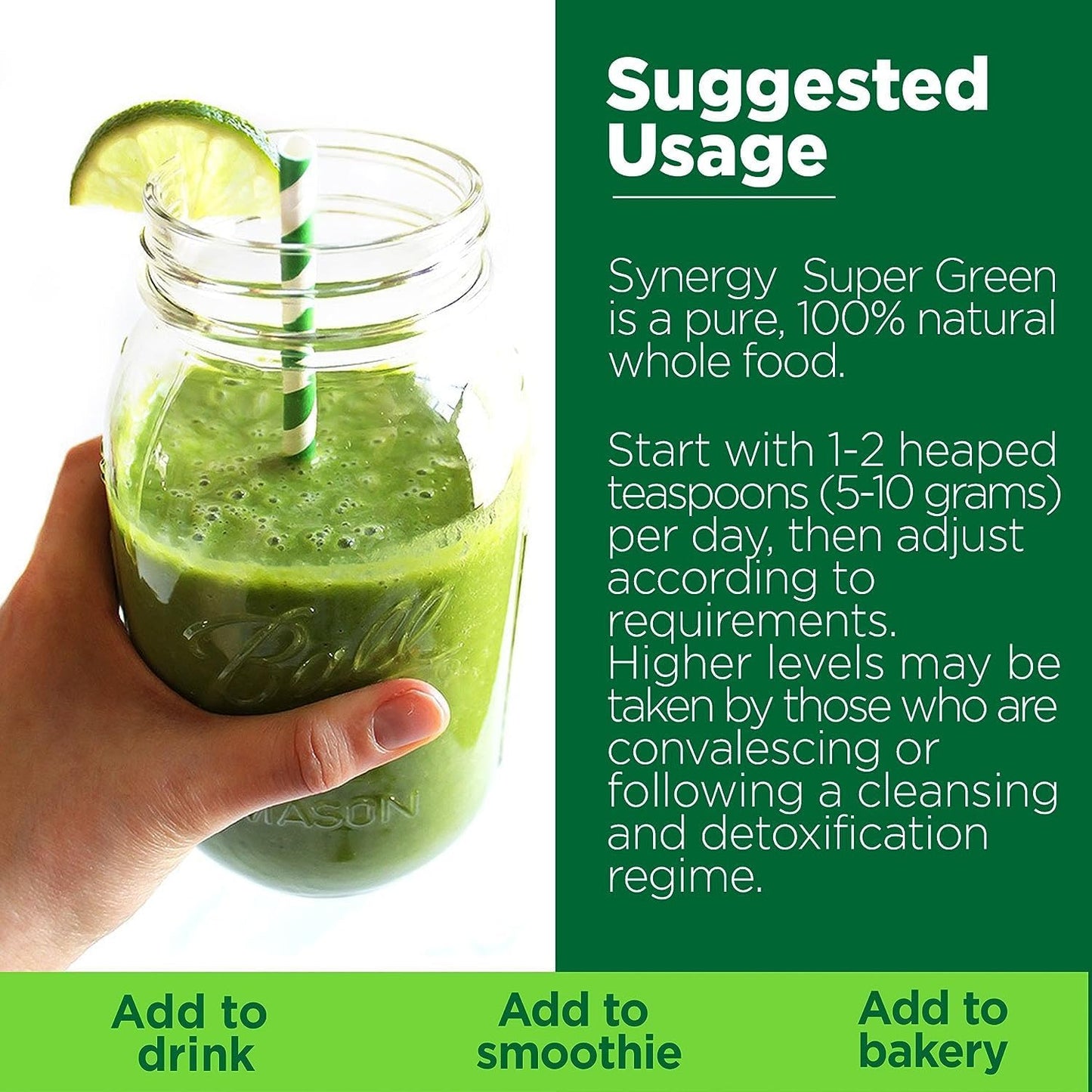 Synergy Natural Organic Super Greens (Spirulina, Chlorella, Barley Grass & Wheat Grass) Powder 100g - Cutprice Online
