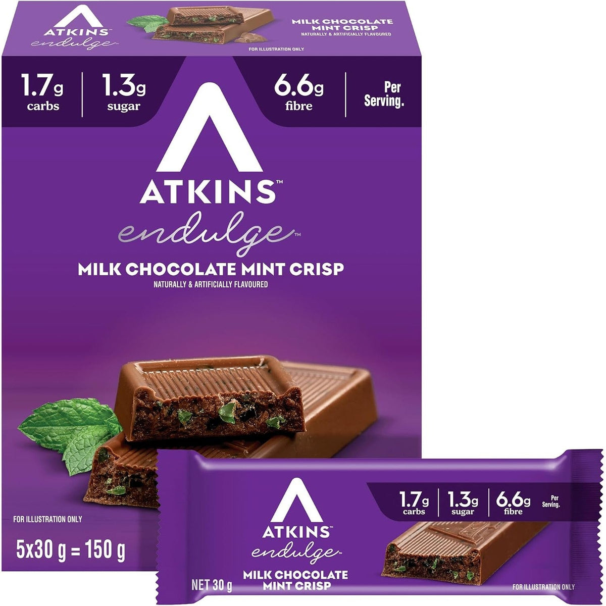 Atkins Endulge Low Carb Milk Chocolate Mint Crisp Bar 30 g (Pack of 5)