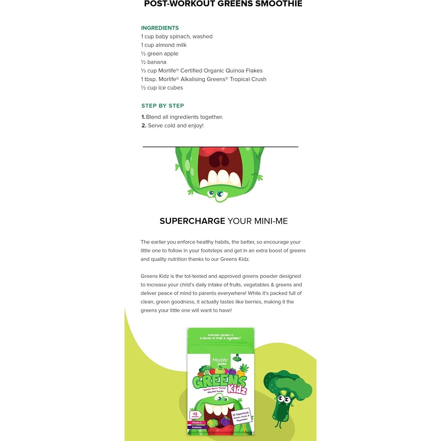 Morlife Alkalising Greens Tropical Crush 200g - Cutprice Online