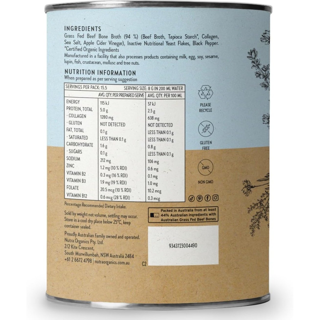 Nutra Organics Bone Broth Beef Hearty Original 125g - Cutprice Online
