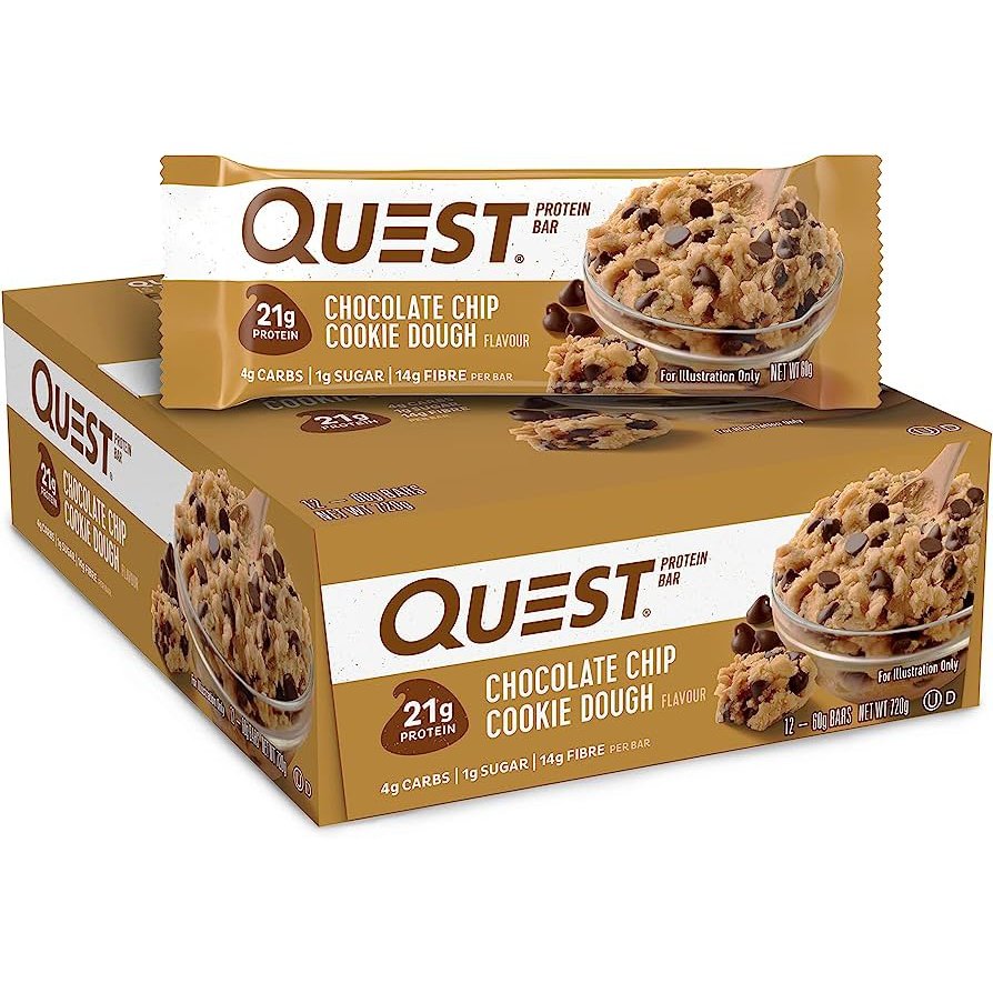 Quest Protein Bar Chocolate Chip Cookie Dough 60g 12PK Quest
