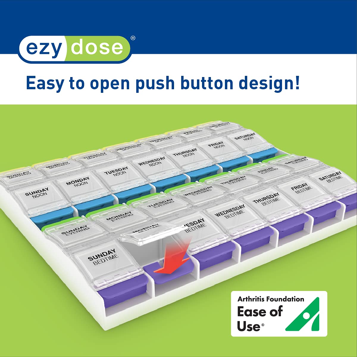 EZY DOSE PUSH MEDTIME PLANNER WEEKLY 7 DAY 2XL - Cutprice Online
