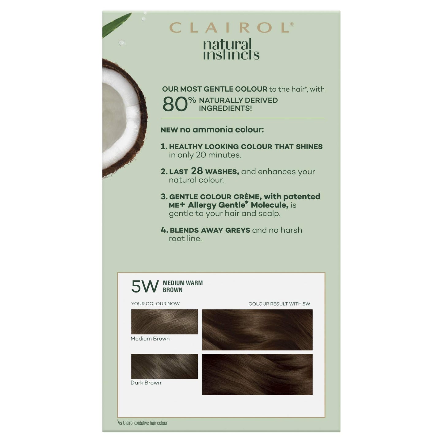 Clairol Natural Instincts Semi-Permanent Hair Color, 5w Medium Warm Brown - Cutprice Online