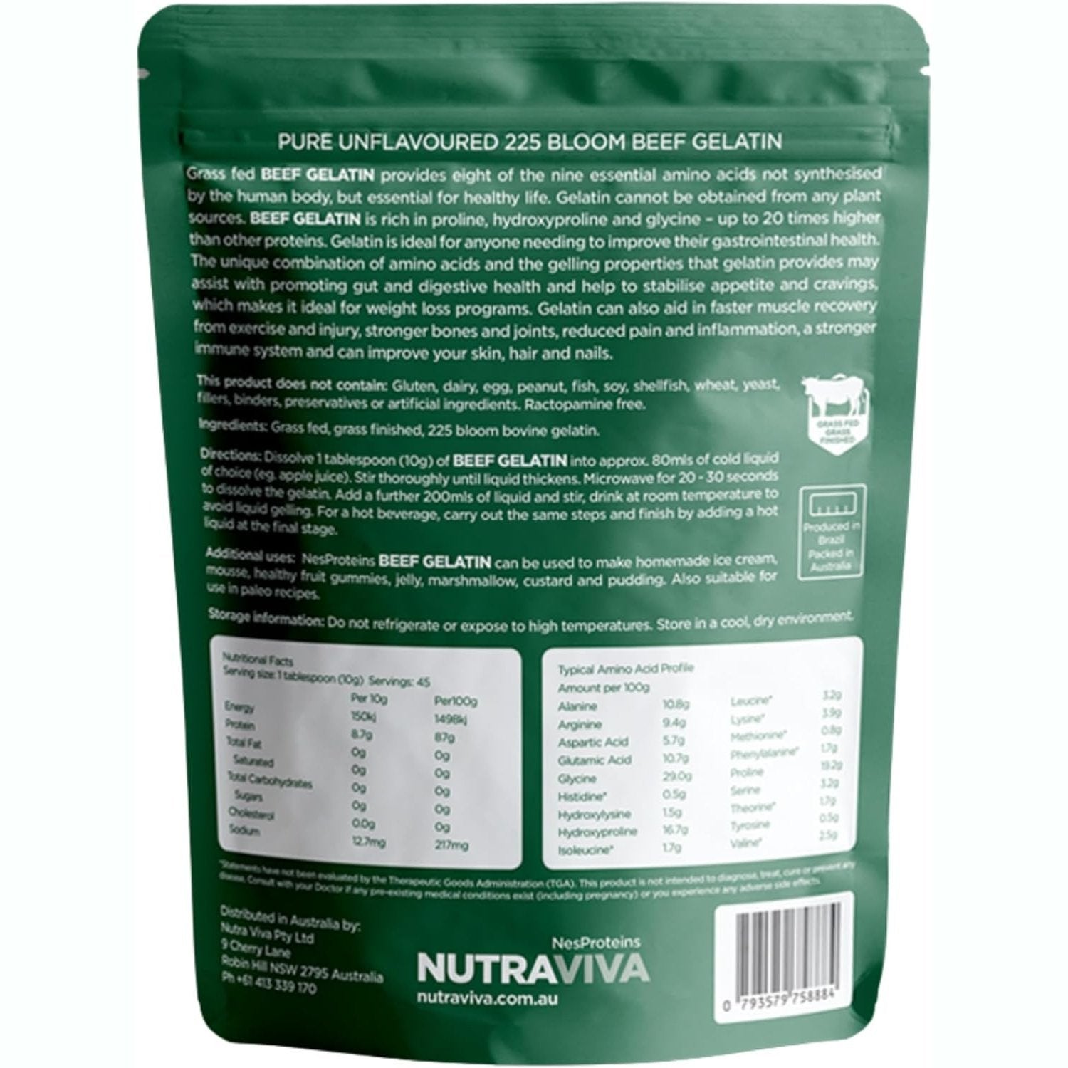 Nutraviva (NesProteins) Beef Gelatin (Grass Fed) 450g - Cutprice Online