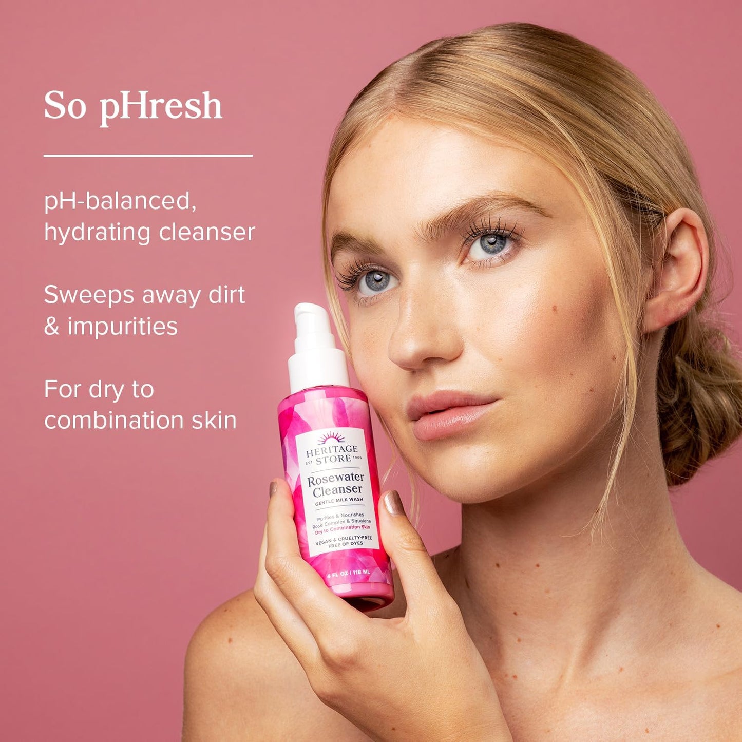HERITAGE STORE Rosewater Cleanser Dry to Combination Skin 118ml - Cutprice Online