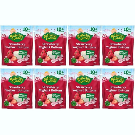 Raffertys Garden 10+ Months Strawberry Yoghurt Buttons Baby 28g Pack of 8