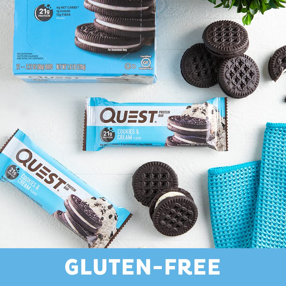 Quest Protein Bar Cookies and Cream 60g 12PK Quest