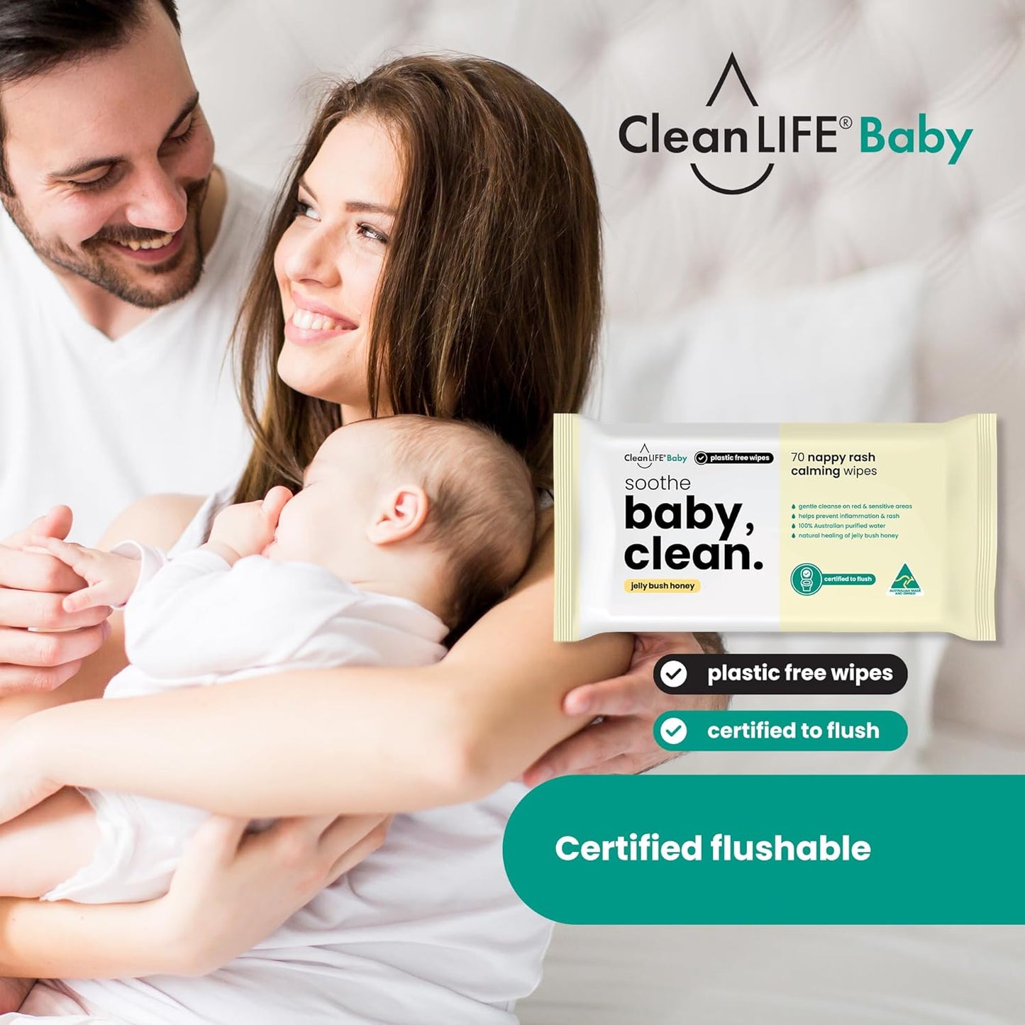 CleanLIFE Baby Clean Soothe Flushable Plastic Free Wipes 70pk - Cutprice Online