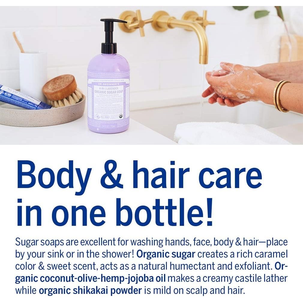 Dr. Bronner's Organic Sugar Soap 4-in-1 Lavender (pump) 710ml - Cutprice Online