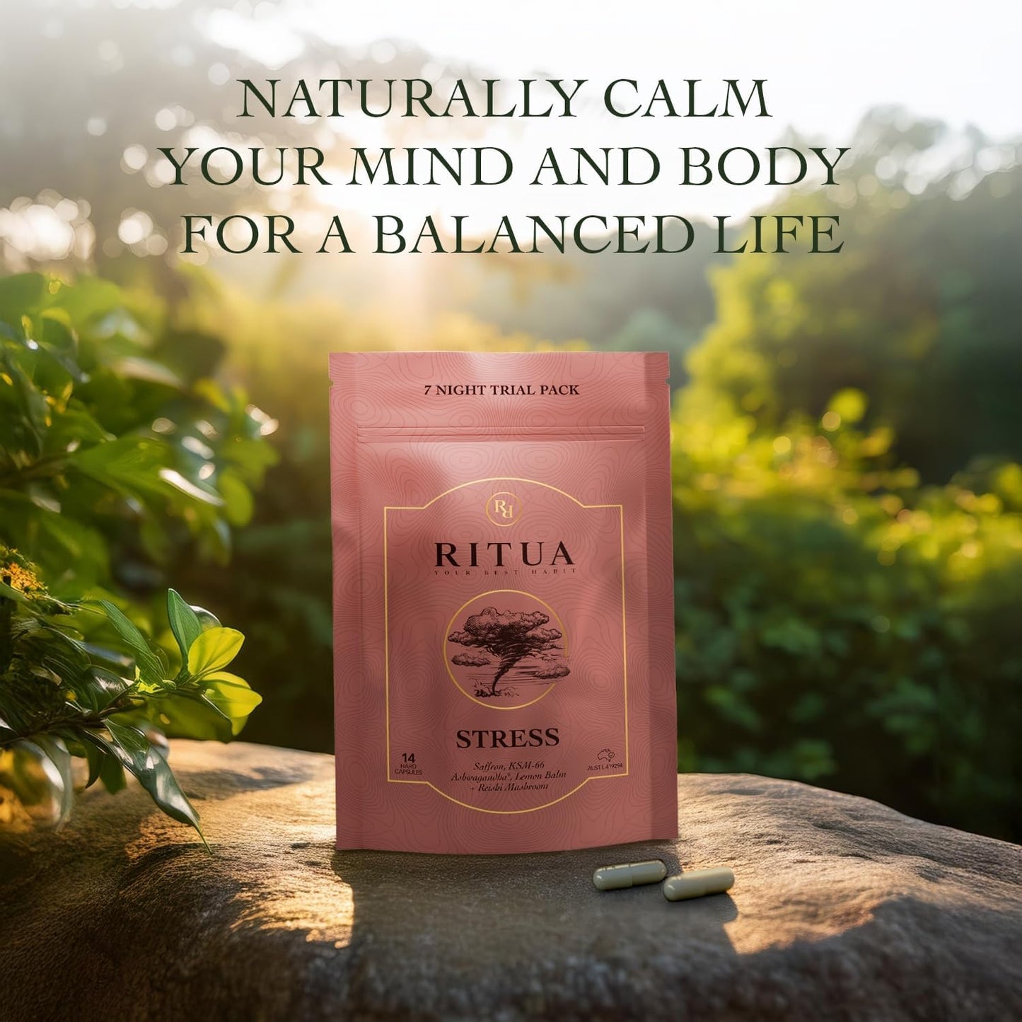 Ritua Stress 7 Day Saffron Ashwagandha Lemonbalm Reishi 14 Caps - Cutprice Online