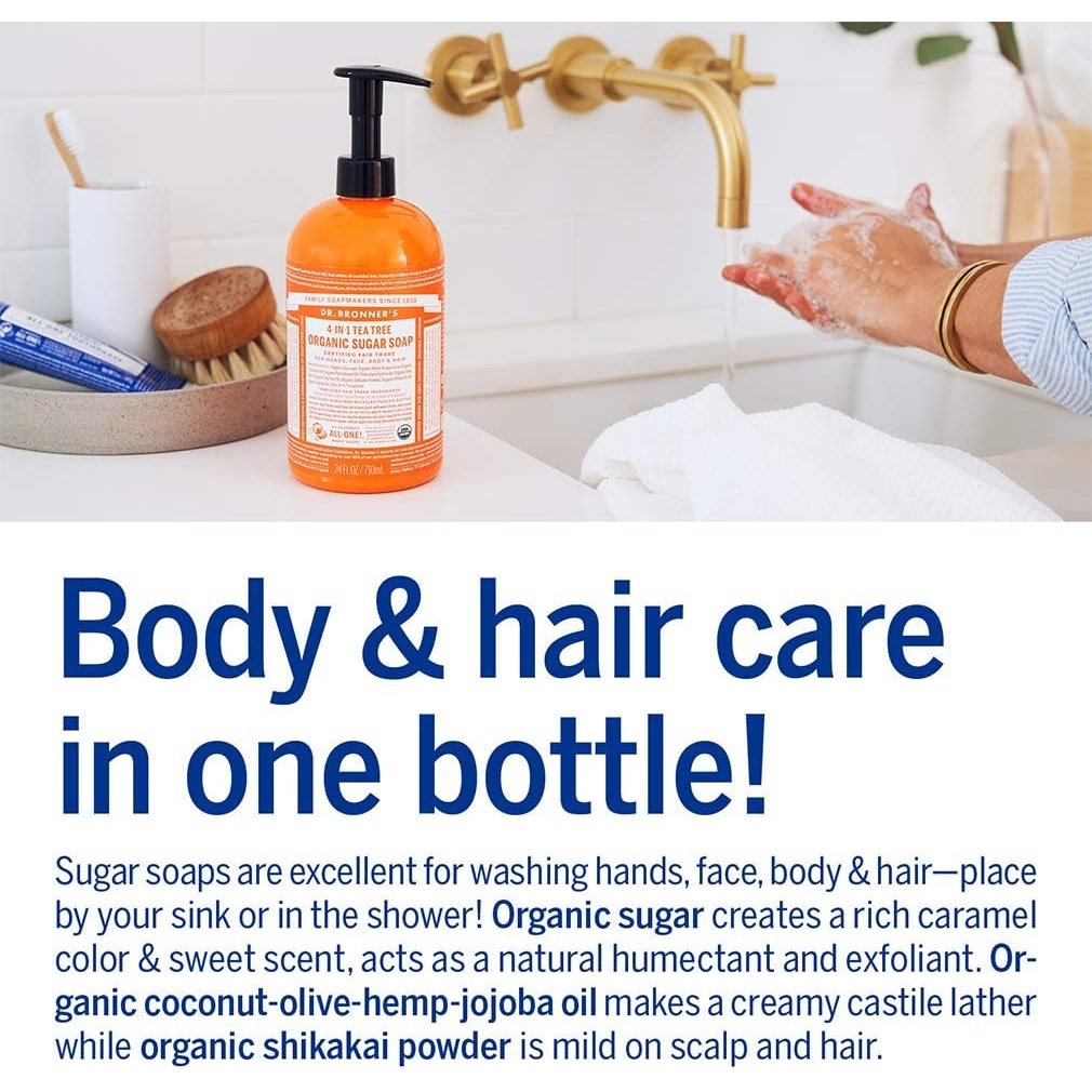 Dr. Bronner's Organic Sugar Soap 4-in-1 Tea Tree (pump) 710ml - Cutprice Online