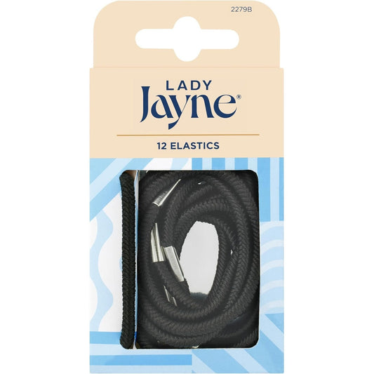 Lady Jayne Black Thick Elastics 12 Pack