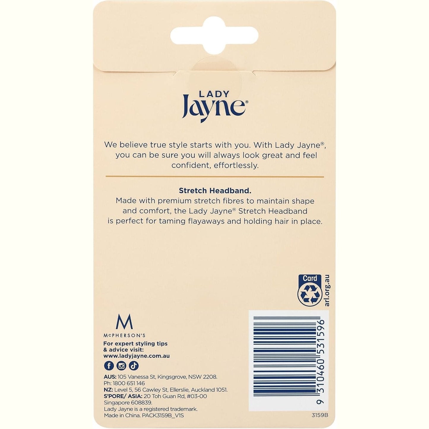 Lady Jayne Soft Head Band Navy & Blk 5cm