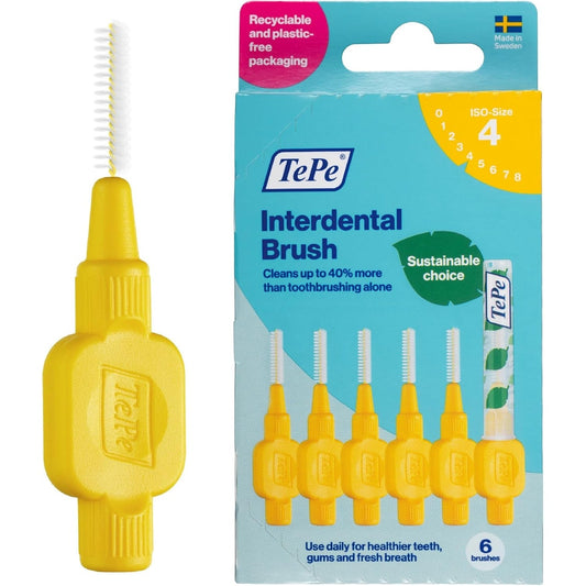 TePe Interdental Brush - Fine Yellow (0.7mm) 6 Pack - Cutprice Online