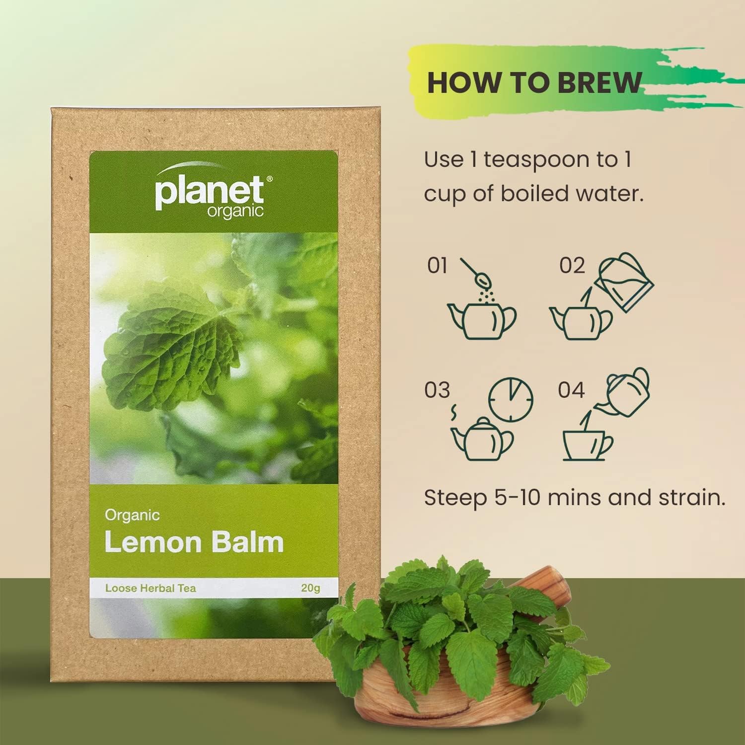 Planet Organic Organic Lemon Balm Loose Leaf Tea 20g - Cutprice Online