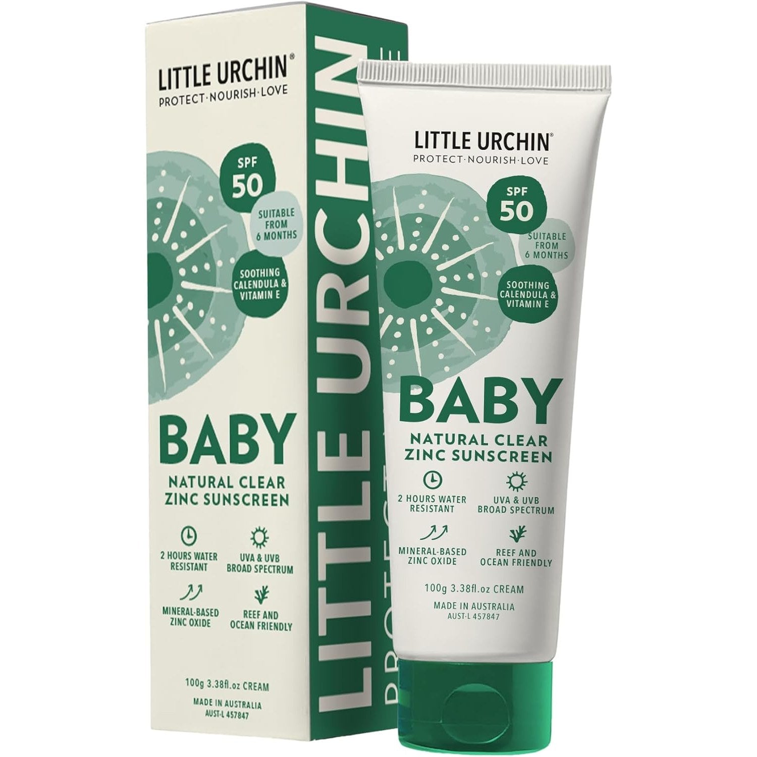 Little Urchin Natural Baby Sunscreen Clear Zinc Spf 50 100g - Cutprice Online