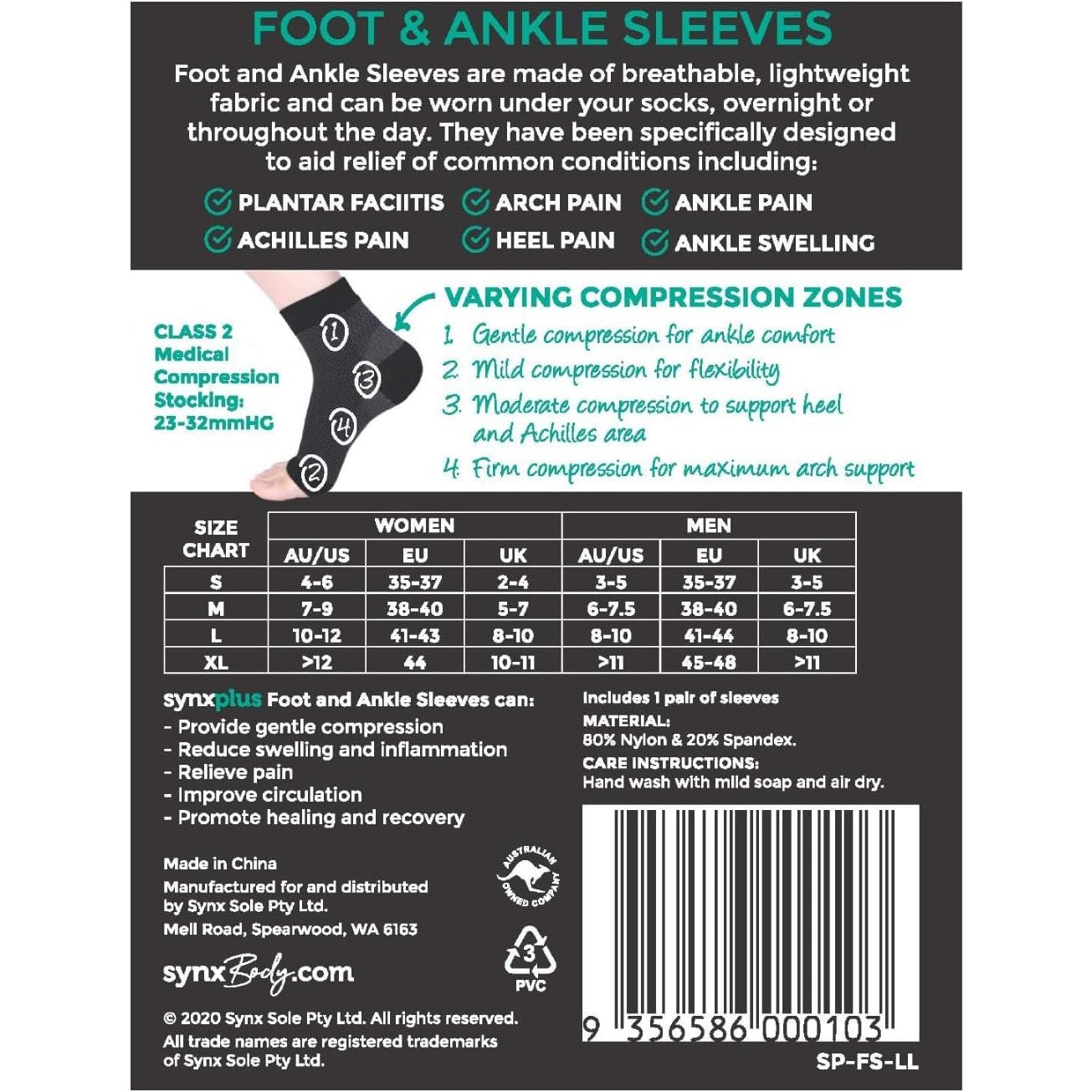 Synxplus Foot & Ankle Sleeve Small