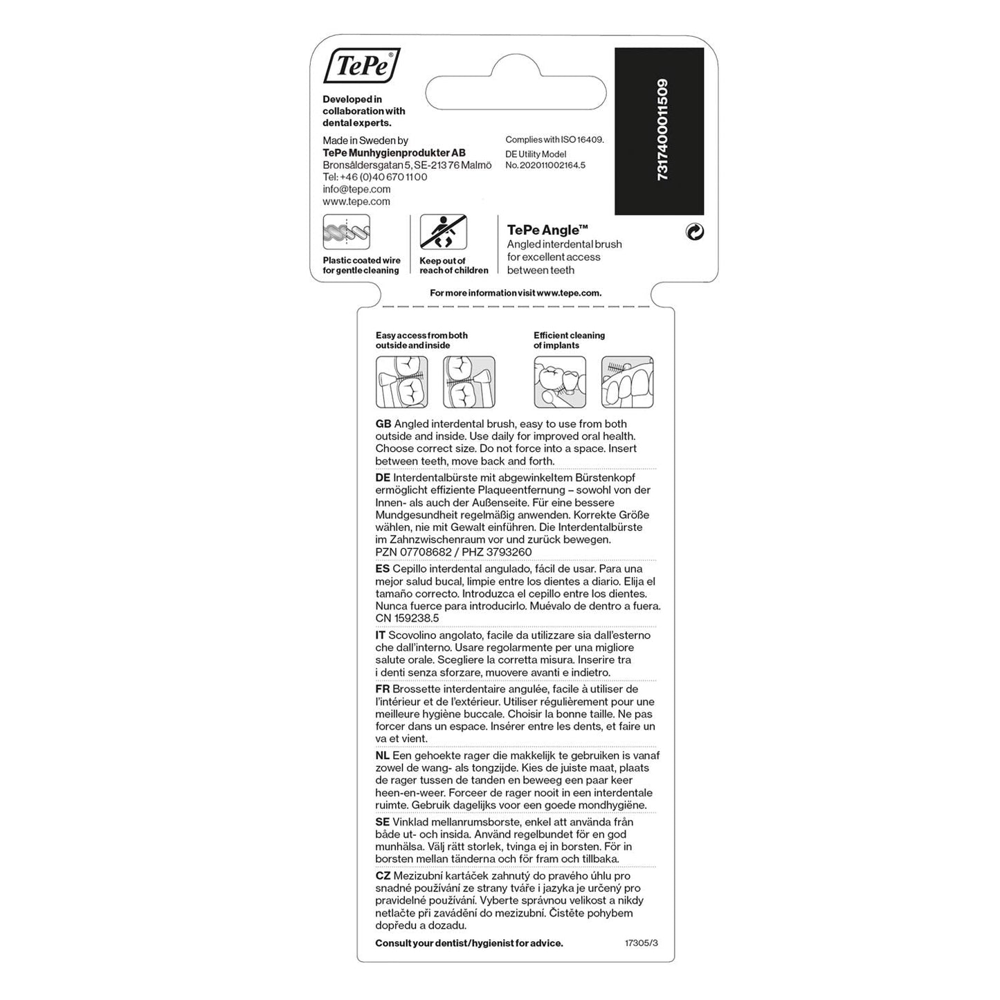 TePe Interdental Brush Angle Orange (Size 1) 0.45mm 6 Pack - Cutprice Online