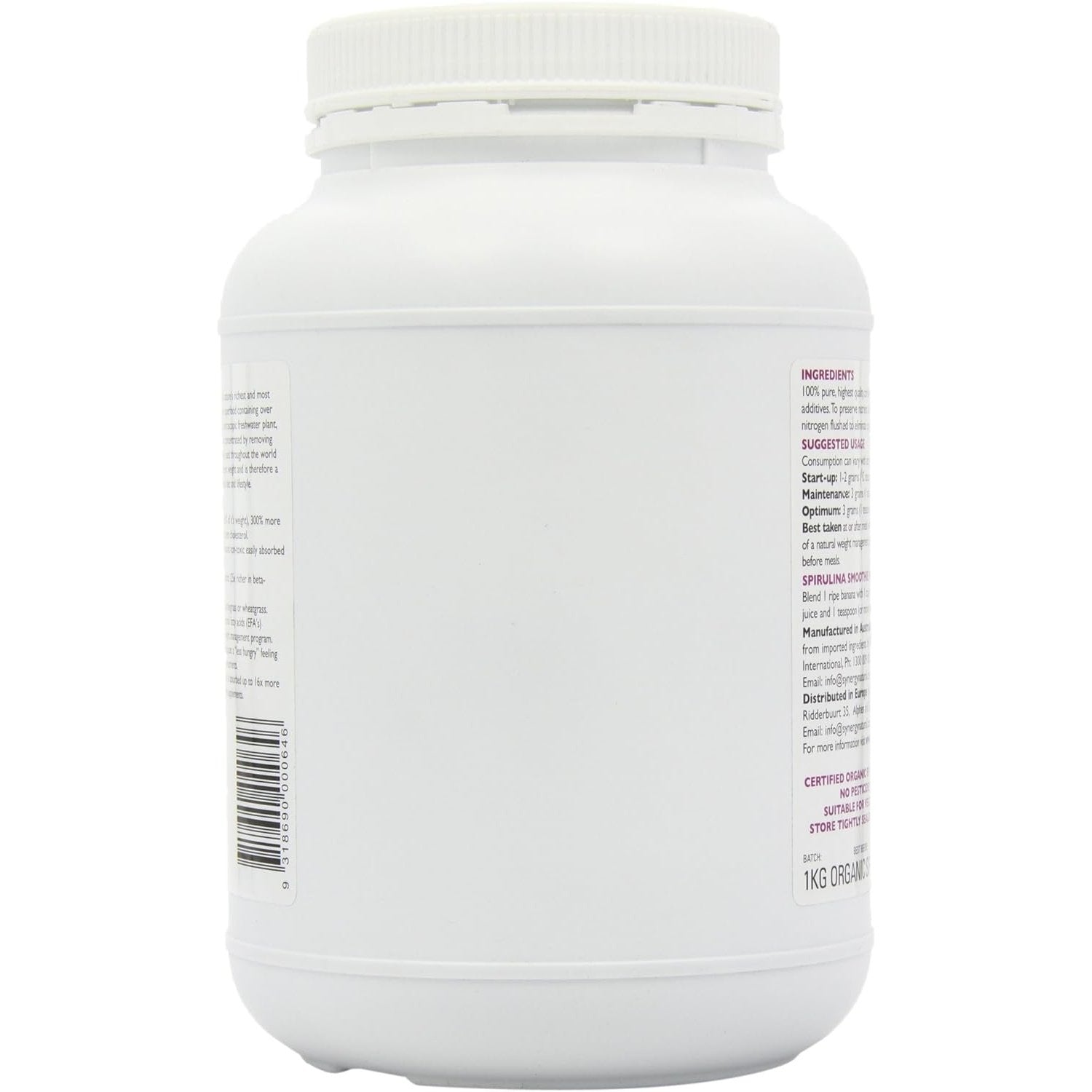 Synergy Natural Organic Spirulina Powder 1kg - Cutprice Online