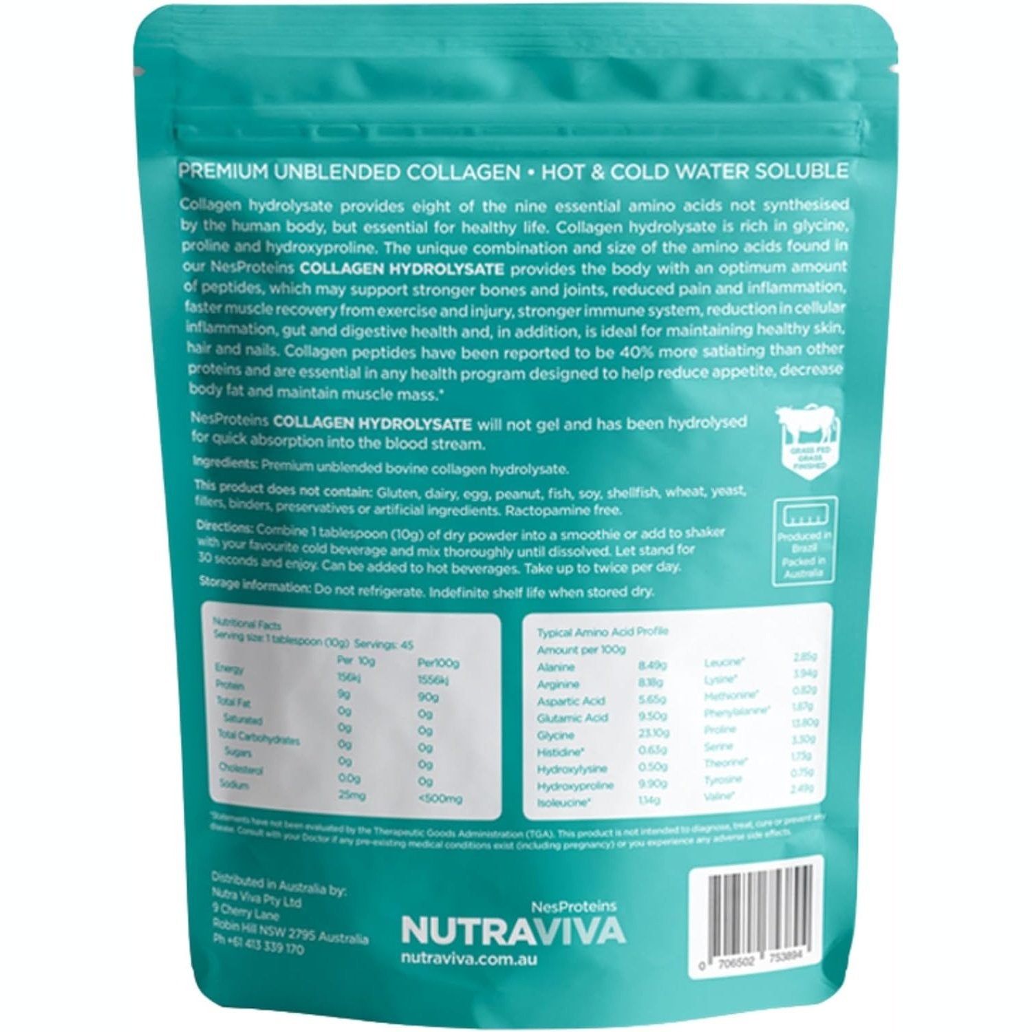 Nutraviva (NesProteins) Collagen Hydrolysate (Beef) Halal 450g - Cutprice Online