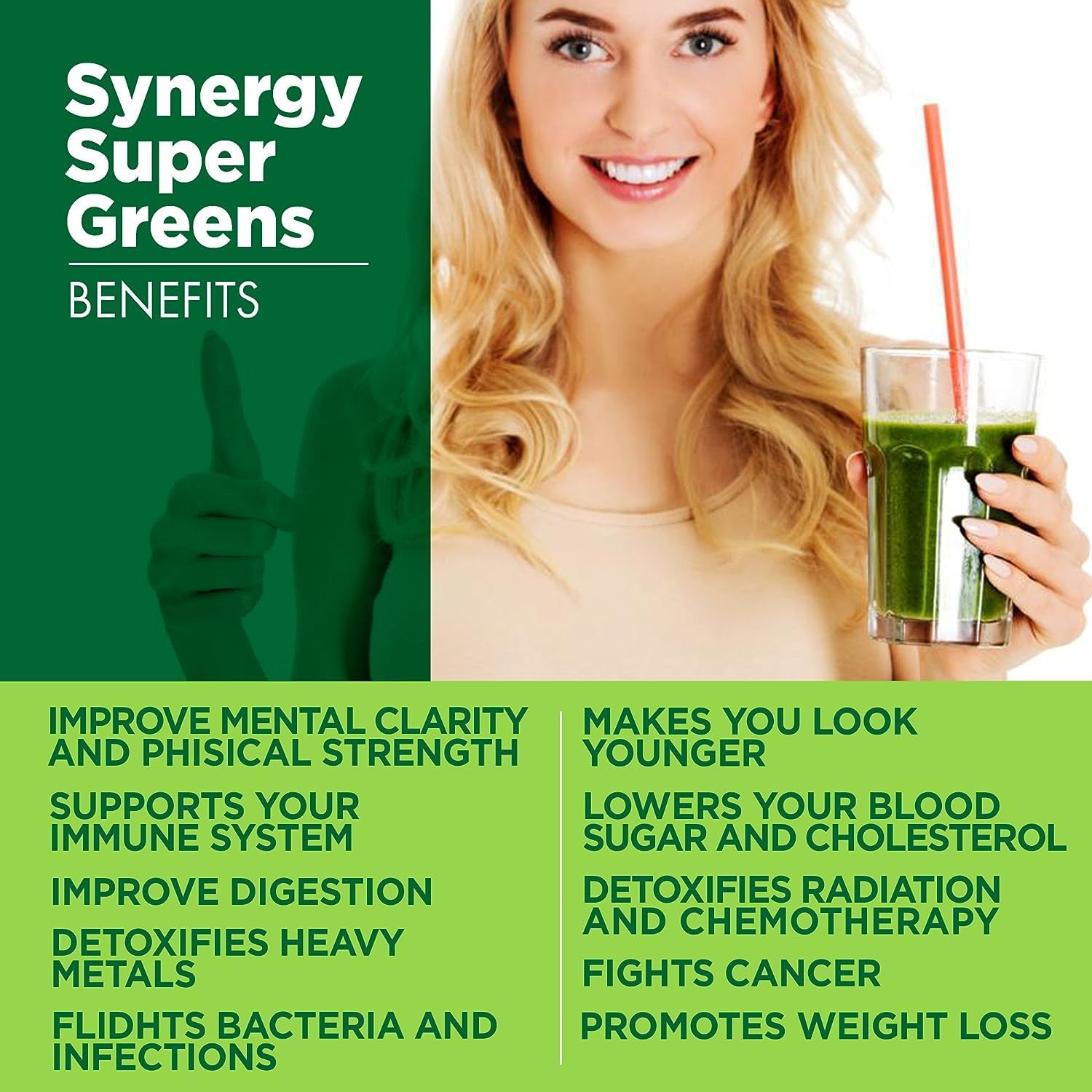 Synergy Natural Organic Super Greens (Spirulina, Chlorella, Barley Grass & Wheat Grass) Powder 100g - Cutprice Online