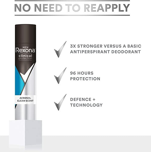 Rexona for Men Clinical Protection Antiperspirant Clean Scent 180ml - Cutprice Online