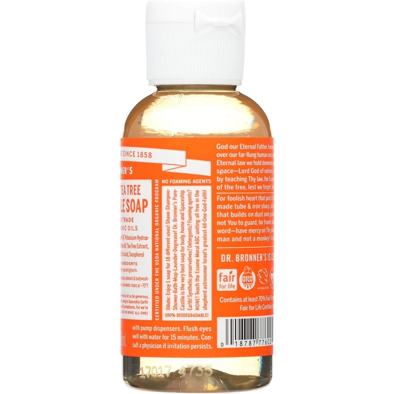 Dr. Bronner's Pure-Castile Soap Liquid (Hemp 18-in-1) Tea Tree 59ml - Cutprice Online