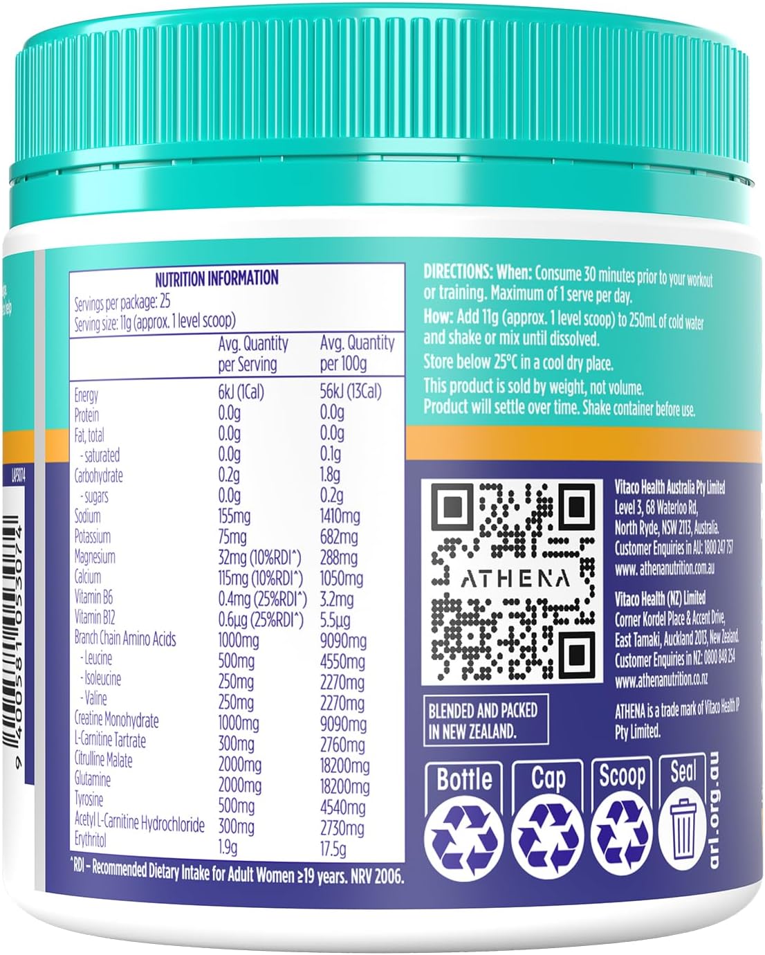 Athena Pre Workout+ele Mango Brst 275g