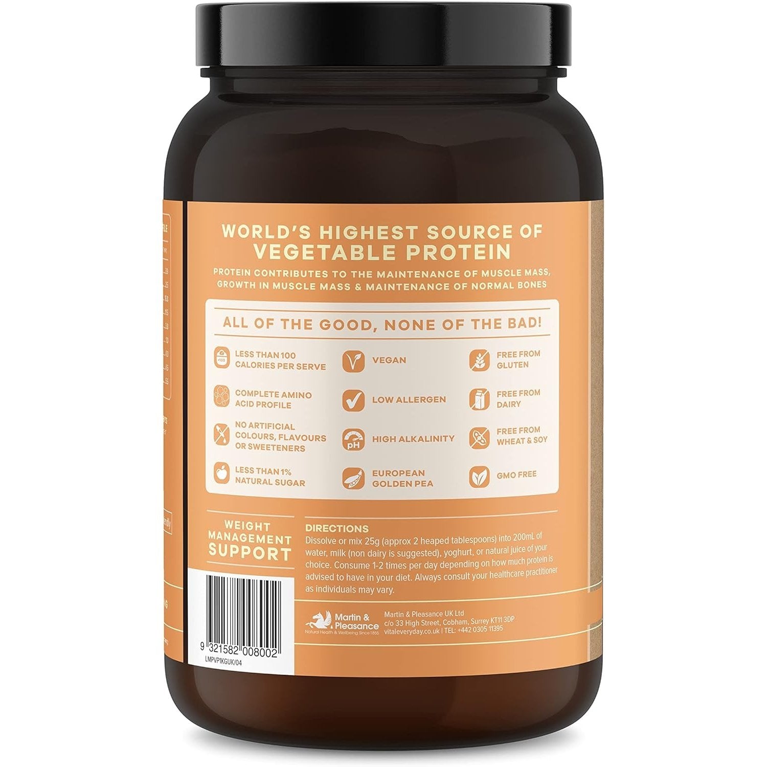 Martin & Pleasance Vital Protein 100% Natural Plant Based (Pea Protein Isolate) Unflavoured 1kg - Cutprice Online