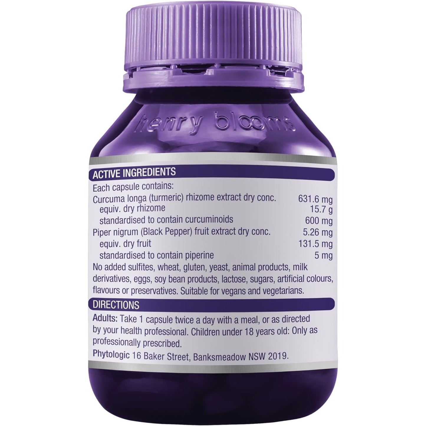 Henry Blooms Curcumin 600 Plus 60c - Cutprice Online