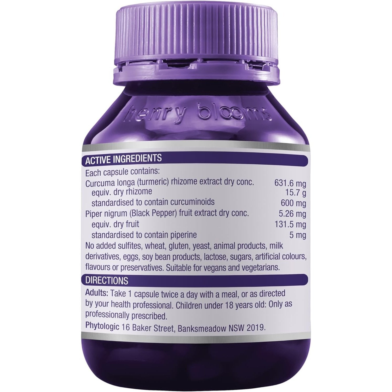 Henry Blooms Curcumin 600 Plus 60c - Cutprice Online