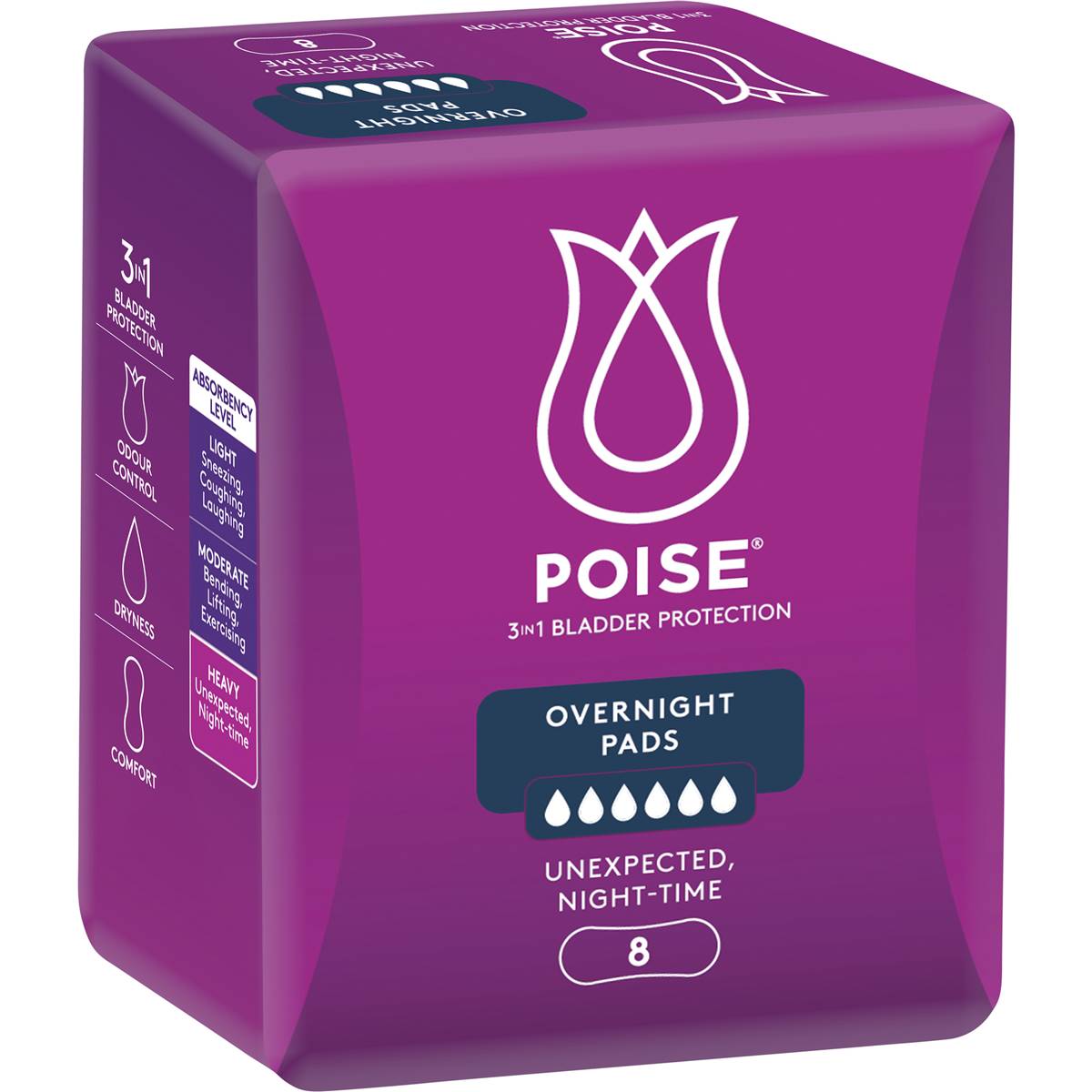 POISE OVERNIGHT PAD 8 PK - Cutprice Online