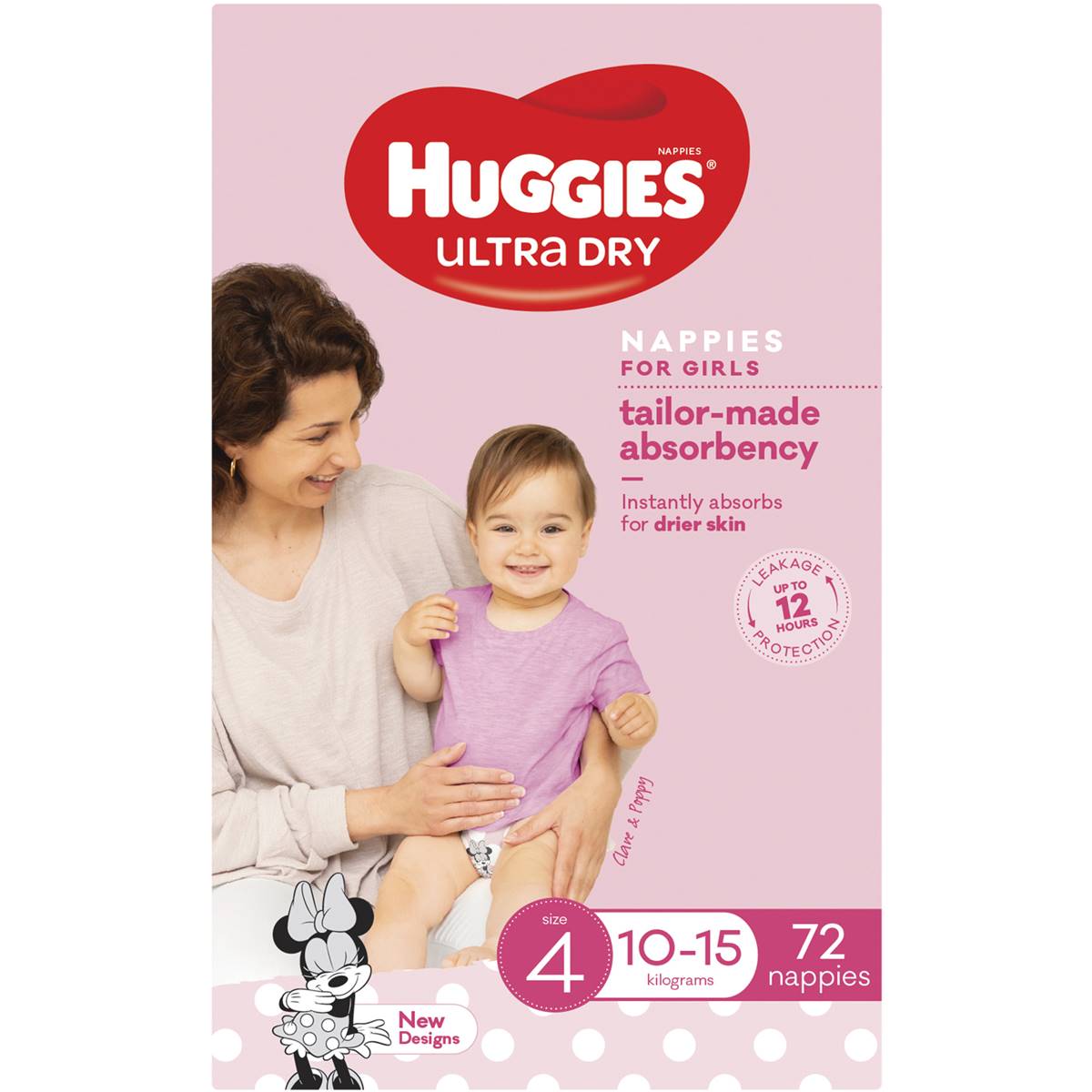 Huggies Ultra Dry Nappies Girls Size 4 (10-15kg) 72 Pack - Cutprice Online
