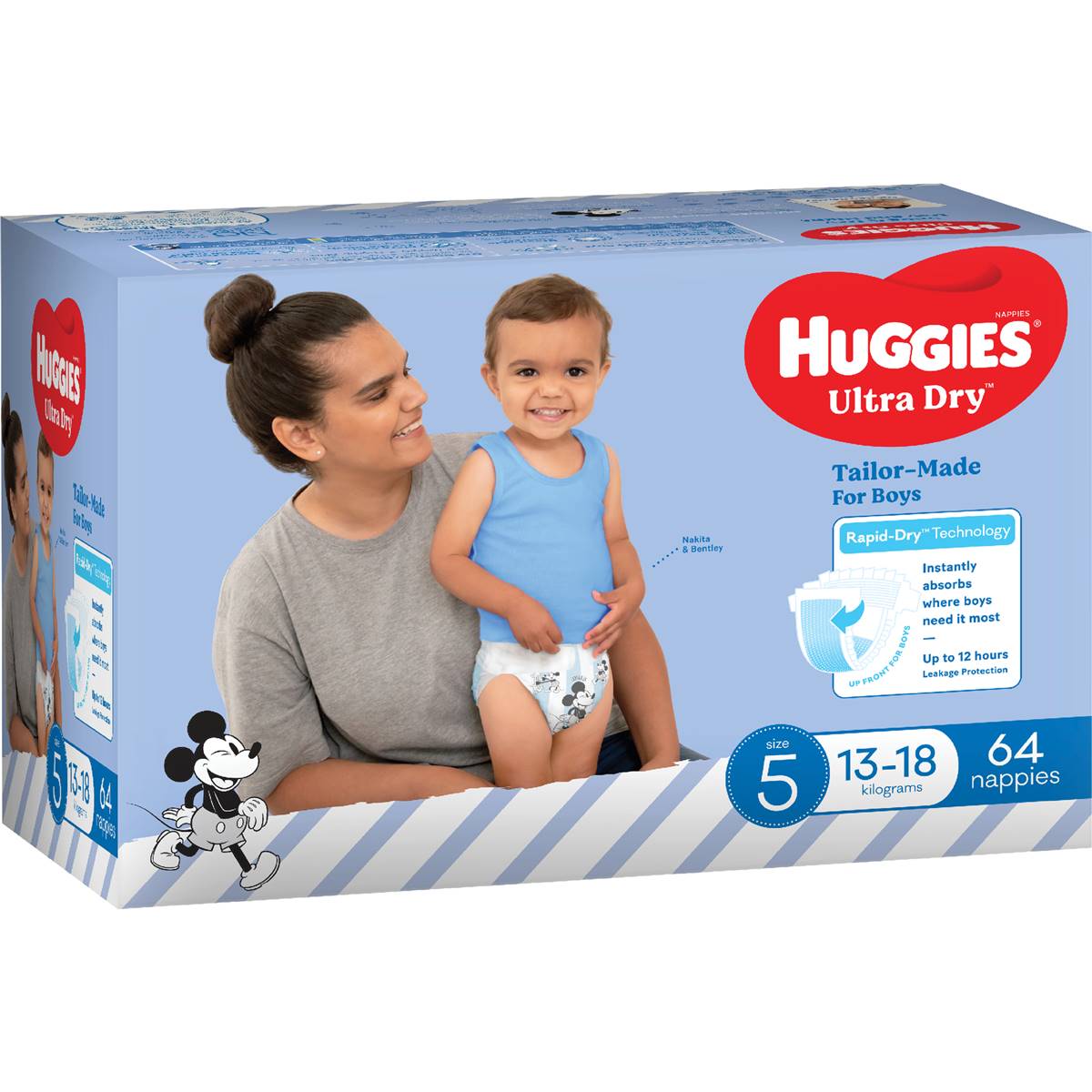 Huggies Ultra Dry Nappies Boys Size 5 (13-18kg) 64 Pack - Cutprice Online